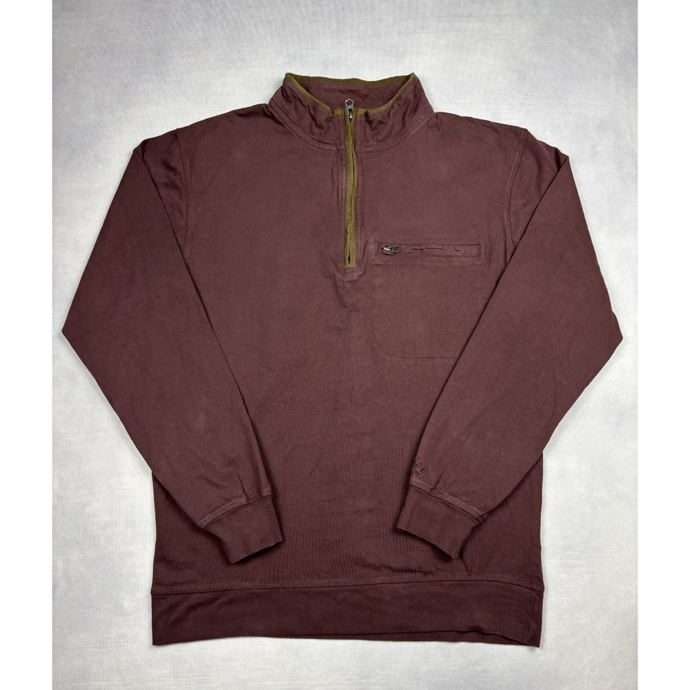 Cabela's Pullover Mens Large Tall Maroon 1/4 Zip 100% Cotton M10SH545‎ L